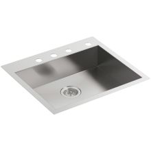 Vault 25" Single Basin Top-Mount/Under-Mount 18-Gauge Stainless Steel Kitchen Sink with SilentShield