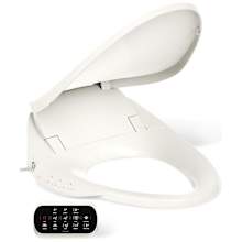 PureWash E750 Elongated Bidet Seat with Touchscreen Remote Control with Two Programmable User Presets, Continuously Heated Water, Front and Rear Wash Modes, Adjustable Water Temperature and Pressure, Automatically UV Light Self-Cleaning Stainless Steel Wand, Heated Seat, Warm-air Drying System, Carbon Filter, and LED Nightlight Technology