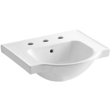 Veer 21" Pedestal Bathroom Sink with Three Holes Drilled and Overflow