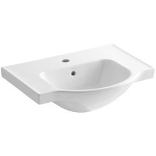 Veer 24" Pedestal Bathroom Sink Only with One Hole Drilled and Overflow