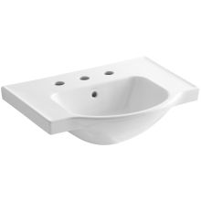 Veer 24" Pedestal Bathroom Sink with Three Holes Drilled and Overflow