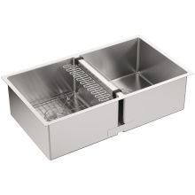 Strive 32" Double Basin Undermount 16-Gauge Stainless Steel Kitchen Sink with SilentShield