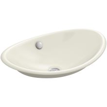 Iron Plains 20-3/4"L Deck Mounted Cast Iron Vessel Sink with Overflow and Biscuit Painted Underside
