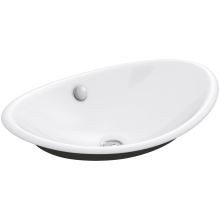 Iron Plains 20-3/4"L Cast Iron Drop-In Semi-Vessel Sink with Overflow and Black Painted Underside