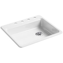 Riverby 25" Single Basin Cast Iron Kitchen Sink for Drop In Installations