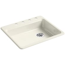 Riverby 25" Single Basin Cast Iron Kitchen Sink for Drop In Installations