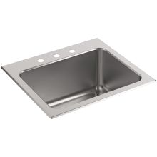 Stainless Steel Ballad 25" Single Basin Drop In Stainless Steel Utility Sink with 3 Faucet Holes and SilentShield Plus®