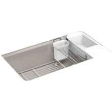 Riverby 33" Undermount Single Basin Enameled Cast Iron Workstation Kitchen Sink with Utility Rack, Sink Rack and Colander, and Intregral Cutting Board