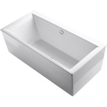 Stargaze 72" Free Standing Bath Tub with Lumbar Support and Center Drain