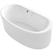 Sunstruck 65-1/2" Free Standing Soaking Bathtub with Center Drain, Straight Shroud, and Bask Heated Surface
