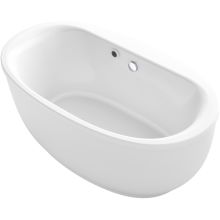 Sunstruck 65-1/2" Free Standing Soaking Bathtub with Center Drain, Fluted Shroud, and Bask Heated Surface