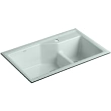 Indio 33" Double Basin Under-Mount Enameled Cast-Iron Kitchen Sink with Smart Divide