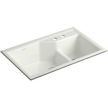Indio 33" Double Basin Under-Mount Enameled Cast-Iron Kitchen Sink with Smart Divide