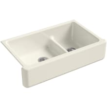 Whitehaven 36" Farmhouse Undermount Self-Trimming Double Basin Apron Front Cast Iron Kitchen Sink with Smart Divide Technology