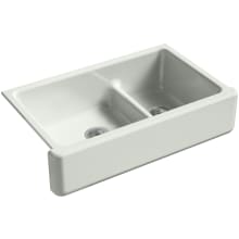 Whitehaven 36" Farmhouse Undermount Self-Trimming Double Basin Apron Front Cast Iron Kitchen Sink with Smart Divide Technology
