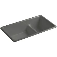 Iron/Tones 33" Undermount Smart Divide Double Basin Enameled Cast Iron Kitchen Sink