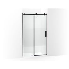 Composed 78" High x 47-7/8" Wide Sliding Semi Frameless Tempered Glass Shower Door with Frosted Privacy Band, Controlled Close, and CleanCoat+