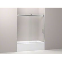 Levity 62" High x 59-5/8" Wide Sliding Semi Frameless Tub Door with Frosted Glass