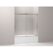 Levity 59-3/4" High x 54 - 57" Wide Sliding Frameless Tub Door with Clear Glass and Vertical Handles