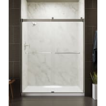 Levity 74" High x 59-5/8" Wide Sliding Frameless Shower Door with Frosted Glass