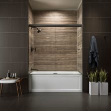 Revel 55-1/2" High x 59-5/8" Wide Frameless Sliding Shower Door with 5/16" Clear Glass, Reversible Opening, and CleanCoat
