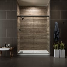 Revel 76” High x 59-5/8" Wide Sliding Shower Door with Crystal Clear Glass, Towel Bar and CleanCoat Technology