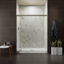 Revel 76” High x 59-5/8" Wide Sliding Shower Door with Crystal Clear Glass, Towel Bar and CleanCoat Technology