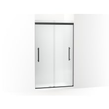 Pleat 79-1/16" High x 44-5/8" Wide Sliding Semi Frameless Shower Door with Frosted Glass