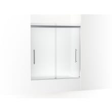 Pleat 63-9/16" High x 54-5/8" Wide Sliding Semi Frameless Shower Door with Frosted Glass