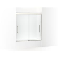 Pleat 63-9/16" High x 54-5/8" Wide Sliding Semi Frameless Shower Door with Clear Glass