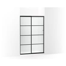 Elate 70-1/2" High x 47-5/8" Wide Sliding Framed Shower Door with Frosted Decorative Grid Glass