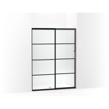 Elate 70-1/2" High x 53-5/8" Wide Sliding Framed Shower Door with Frosted Decorative Grid Glass