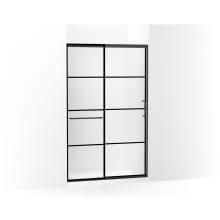 Elate 75-1/2" High x 47-5/8" Wide Sliding Framed Shower Door with Frosted Decorative Grid Glass