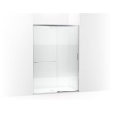 Elate 75-1/2" High x 53-5/8" Wide Sliding Semi Frameless Shower Door with Clear Glass and Frosted Privacy Strip