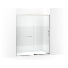 Elate 75-1/2" High x 65-5/8" Wide Sliding Semi Frameless Shower Door with Clear Glass and Frosted Privacy Strip