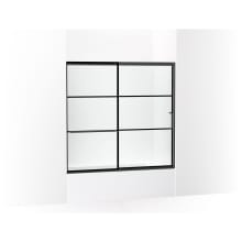 Elate 56-3/4" High x 59-5/8" Wide Sliding Framed Tub Door with Clear Decorative Grid Glass