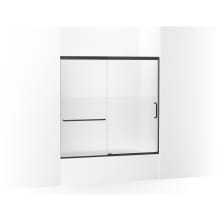 Elate 56-3/4" High x 59-5/8" Wide Sliding Semi Frameless Tub Door with Clear Glass and Frosted Privacy Strip