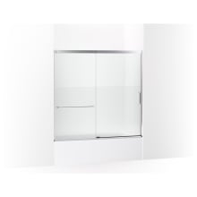 Elate 56-3/4" High x 59-5/8" Wide Sliding Semi Frameless Tub Door with Clear Glass and Frosted Privacy Strip