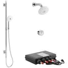 DTV Thermostatic Shower System with Shower Head, Shower Arm, Hand Shower, Hose, Slide Bar, Valve Trim, and Rough-In Valve
