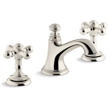 Artifacts Widespread Bathroom Faucet with Bell Spout and Cross Handles - Includes Metal Pop-Up Drain Assembly