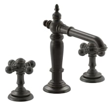 Artifacts Widespread Bathroom Faucet with Column Spout and Cross Handles - Includes Metal Pop-Up Drain Assembly