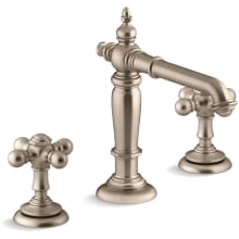 Artifacts Widespread Bathroom Faucet with Column Spout and Cross Handles - Includes Metal Pop-Up Drain Assembly