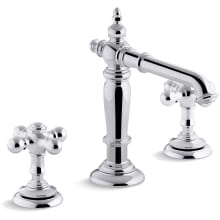 Artifacts Widespread Bathroom Faucet with Column Spout and Cross Handles - Includes Metal Pop-Up Drain Assembly