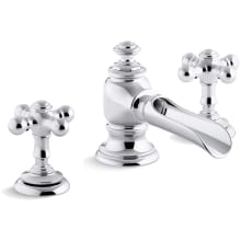 Artifacts Widespread Bathroom Faucet with Flume Spout and Cross Handles - Includes Metal Pop-Up Drain Assembly
