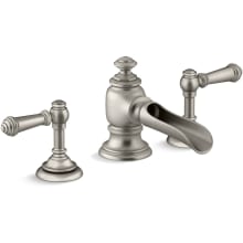 Artifacts Widespread Bathroom Faucet with Flume Spout and Lever Handles - Includes Metal Pop-Up Drain Assembly
