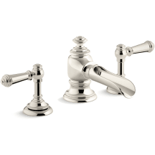 Artifacts Widespread Bathroom Faucet with Flume Spout and Lever Handles - Includes Metal Pop-Up Drain Assembly