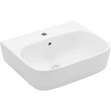 Modernlife 21-11/16" Rectangular Vitreous China Wall Mounted Bathroom Sink with Overflow and Single Faucet Hole