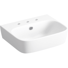 Modernlife 21-11/16" Rectangular Vitreous China Wall Mounted Bathroom Sink with Overflow and 3 Faucet Holes at 8" Centers