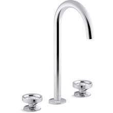 Components 1.2 GPM Widespread Tube Spout Vessel Bathroom Faucet with Industrial Handles, UltraGlide Technology and Pop-Up Drain Assembly