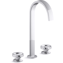 Components 1.2 GPM Widespread Ribbon Spout Vessel Bathroom Faucet with Industrial Handles, UltraGlide Technology and Pop-Up Drain Assembly
